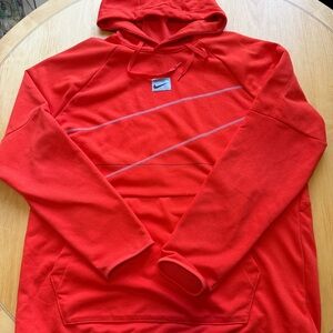 Nike Dri-FIT Hoodie Large Red Athletic Pullover Sweatshirt
